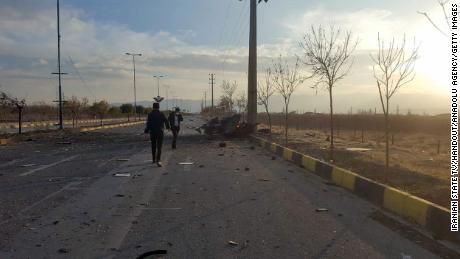 A view of the scene where Mohsen Fakhrizadeh was killed, in Absard, Iran on Friday.