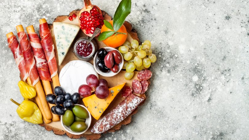 Charcuterie Board Cheese Cured Meat Grapes