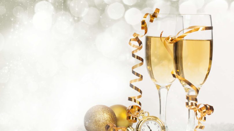 Countdown To New Years Champagne Clock Gold Ornaments