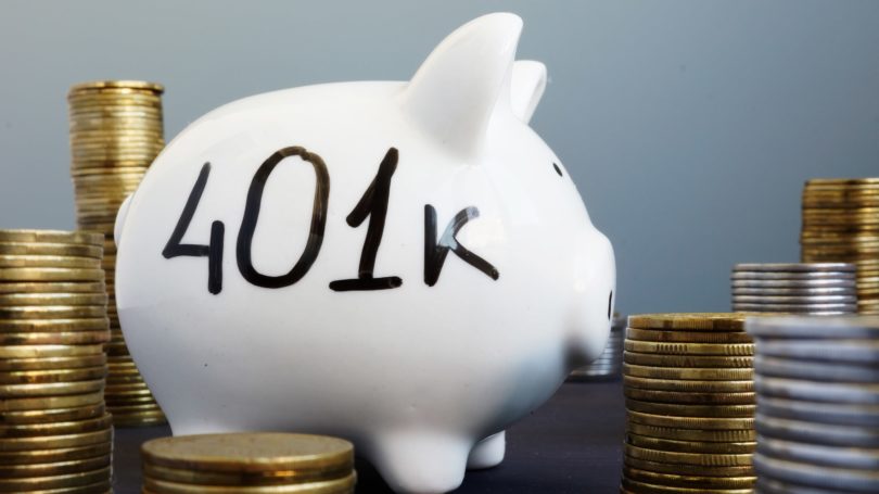 401k Piggy Bank Coins Stacked