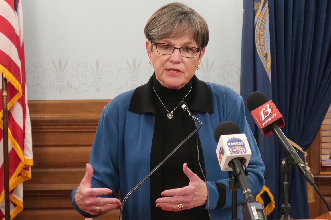 Kansas Gov. Laura Kelly speaks.