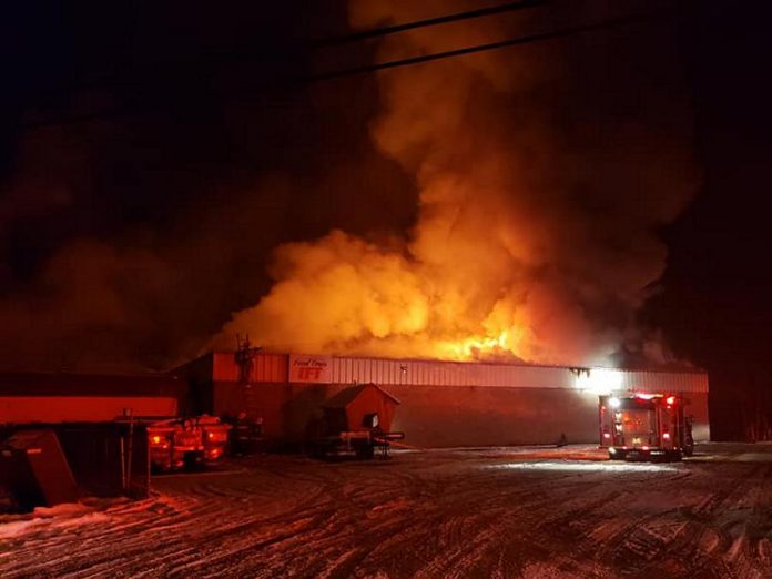 Based on photographs of the fire at Sayers Foods in Apsley in the early morning of December 5, 2020, it appears the building is damaged beyond repair. (Photo: Sayers Foods / Facebook)