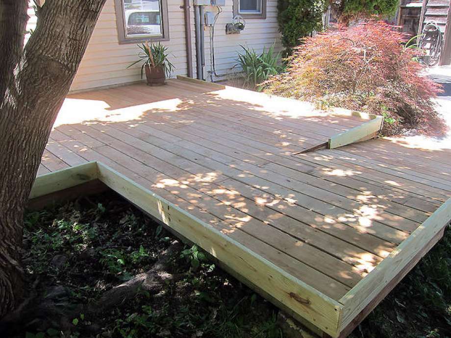 This is the “after” picture of a project that Rebuilding Together Southwest Illinois did this year for a homeowner to repair his deck and build two ramps, so he has a safe way out of his house. Photo: For The Intelligencer
