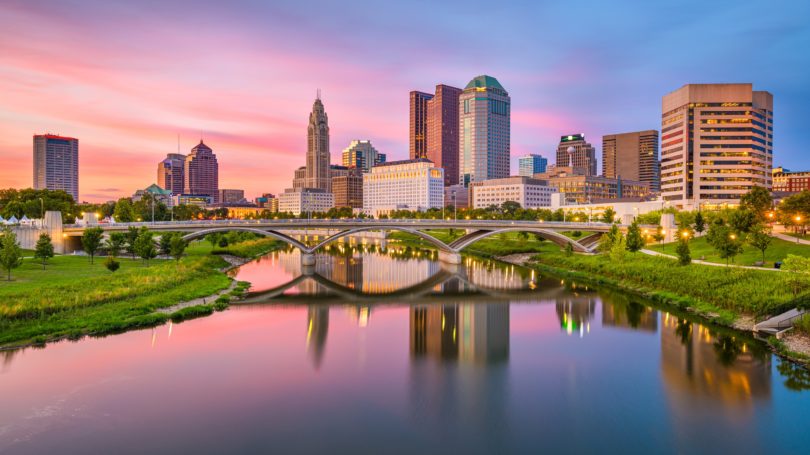 Columbus Ohio Skyline On River