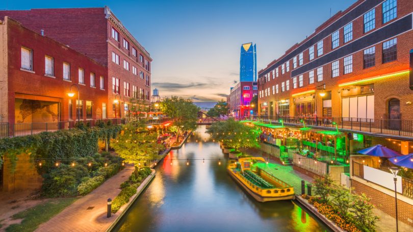 Oklahoma City Usa Cityscape Bricktown Dusk