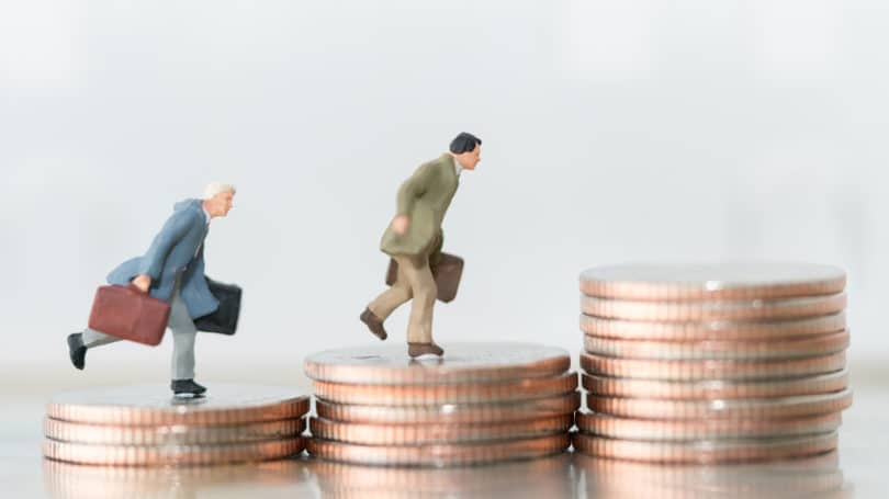 Retirement Planning Wealth Rising Businessmen Climbing Income Increase