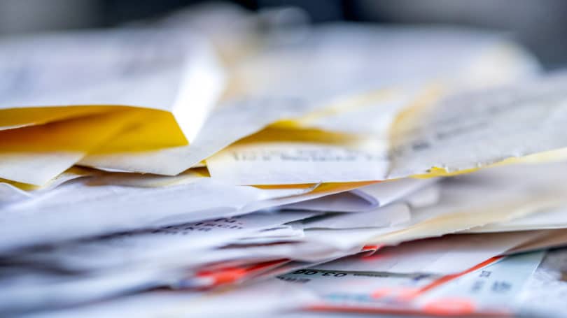 Receipts Expenses Cluttered Pile