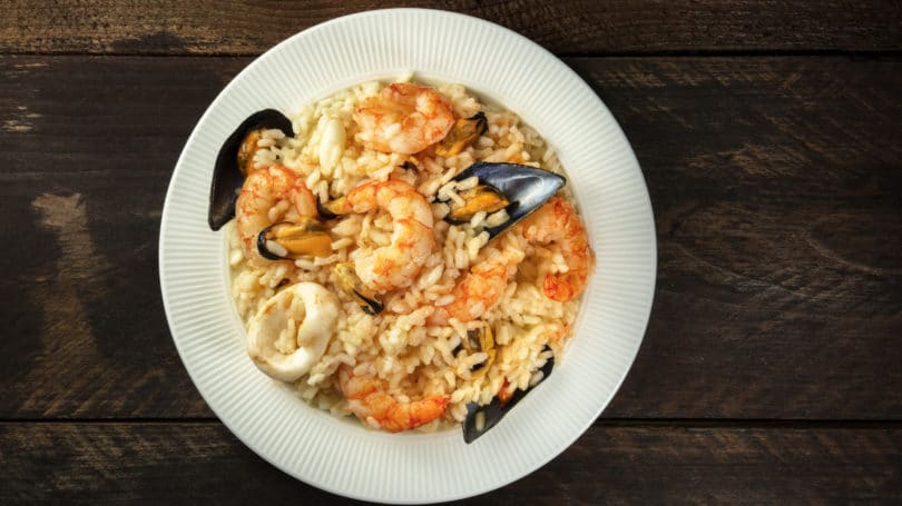 Seafood Rissoto Plated Shrimp Mussells