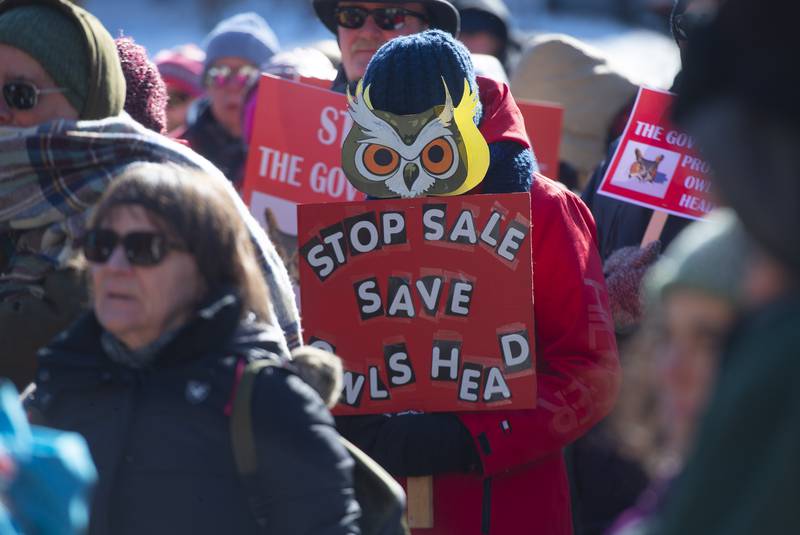 Protesters rally in February 2020 at Province House against the proposed sale of the Owls Head park. - Ryan Taplin