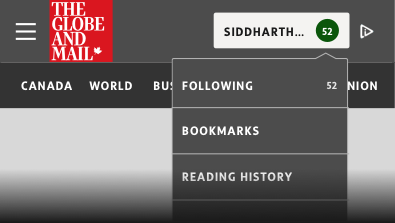 Access your following topics by clicking on your display name.
