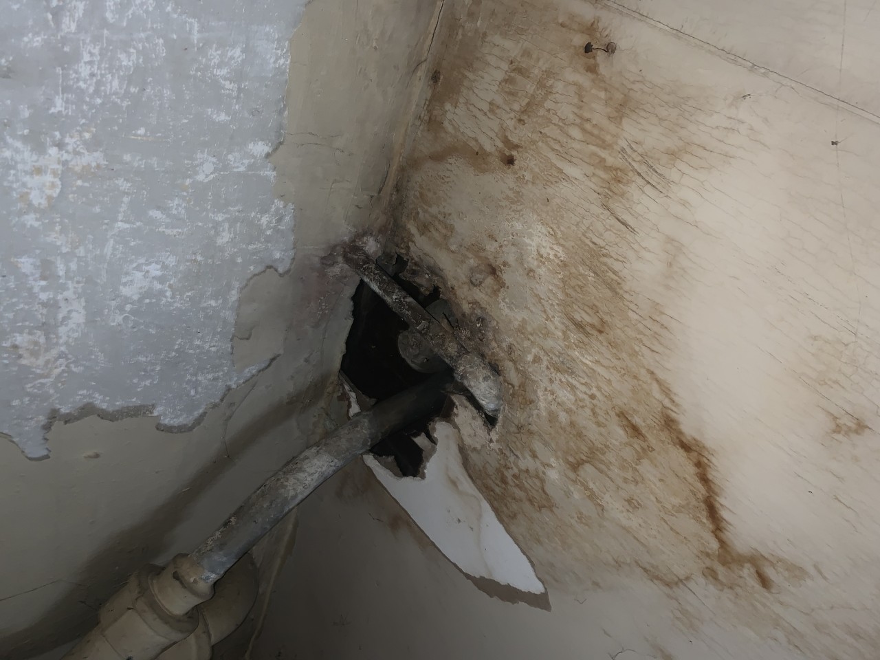 This photo shows water damage inside Naima Jackson's house.